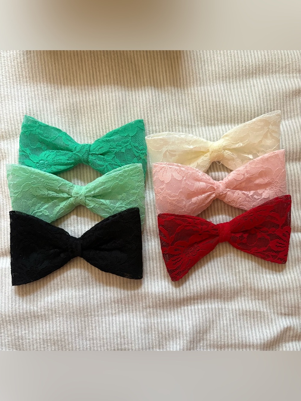 Set of 6 Lace Hair Bows